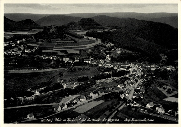 Postcard Lemberg in the Palatinate, view of the foothills of the Vosges, aerial photograph