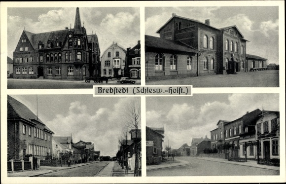 Ak Bredstedt in Holstein Nordfriesland, Straßenpartie, Bahnhof