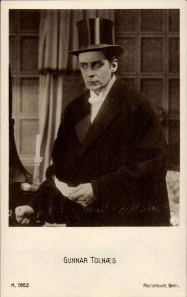 Postcard Actor Gunnar Tolnaes, Portrait, Cylinder