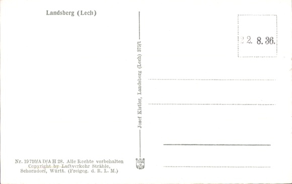 Postcard Landsberg am Lech Upper Bavaria, aerial photograph