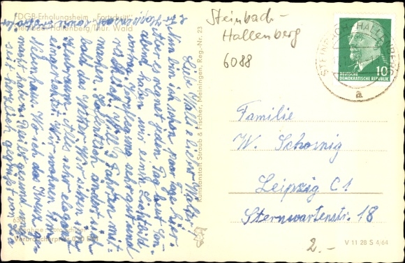 Postcard Steinbach Hallenberg in the Thuringian Forest, FDGB rest home progress, half-timbered house