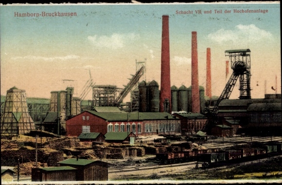 Ak Hamborn Duisburg im Ruhrgebiet, Bruckhausen, Schacht VII, Hochofenanlage