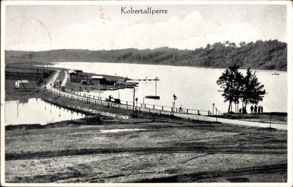 Postcard Langenhessen Werdau in Saxony, Koberbach Dam, Kobert Dam