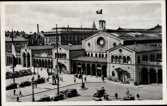 Ak München Bayern, Hauptbahnhof, Straßenseite