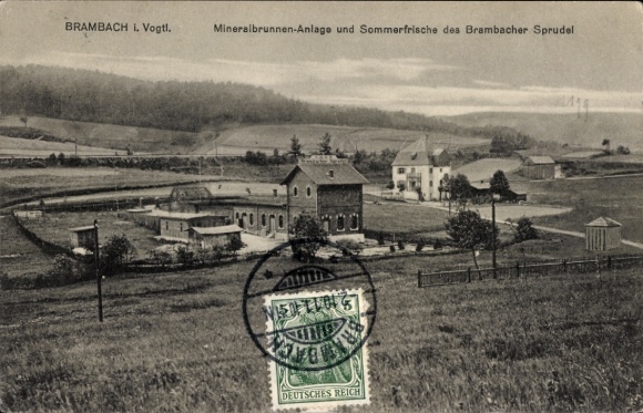 Postcard Bad Brambach in Vogtland, mineral spring complex, summer resort of the Brambacher Sprudel