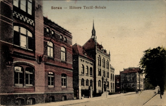 Ak Żary Sorau Niederlausitz Ostbrandenburg, Höhere Textilschule