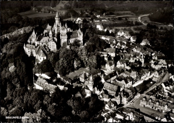 Postcard Braunfels on the Lahn, aerial photograph