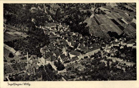 Postcard Ingelfingen in Württemberg, aerial photograph