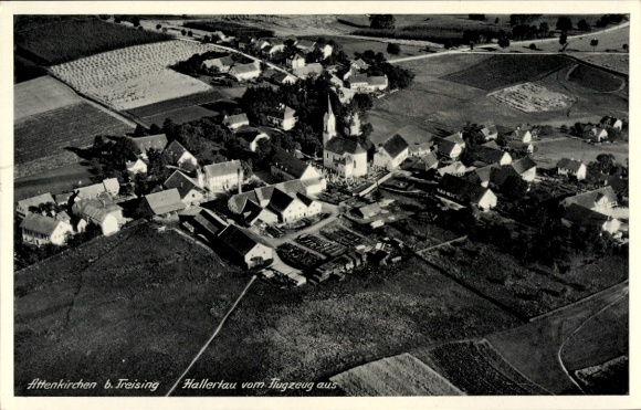 Postcard Attenkirchen in Upper Bavaria, aerial photograph