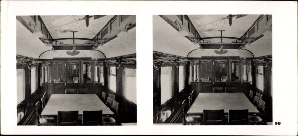 Stereo spatial image photo &quot;The Battle in the West&quot;, No. 96 carriage by Marechal Foch, Compiegne