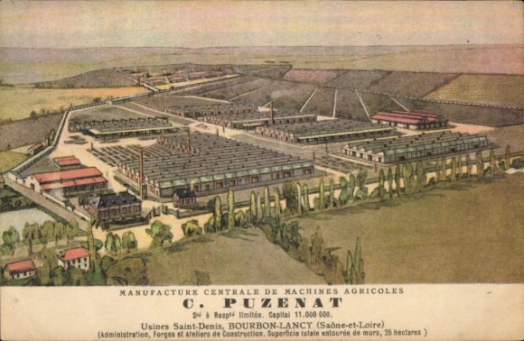 Künstler Ak Bourbon Lancy Saône et Loire, Manufacture Centrale de Machines Agricole C. Puzenat