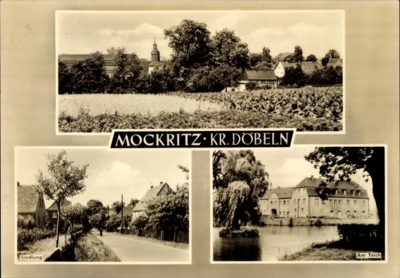 Postcard Mockritz Großweitzschen in Saxony, partial view, settlement, pond