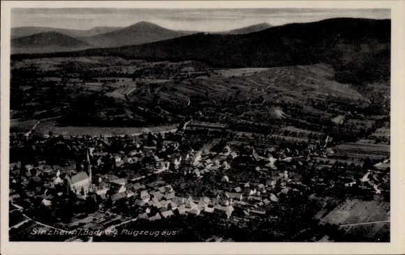 Postcard Sinzheim in Baden, aerial photograph