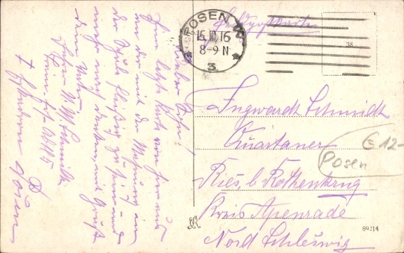 Postcard Poznań Posen, Royal Castle, City Theatre, Academy, Bismarck Monument, Settlement Commission