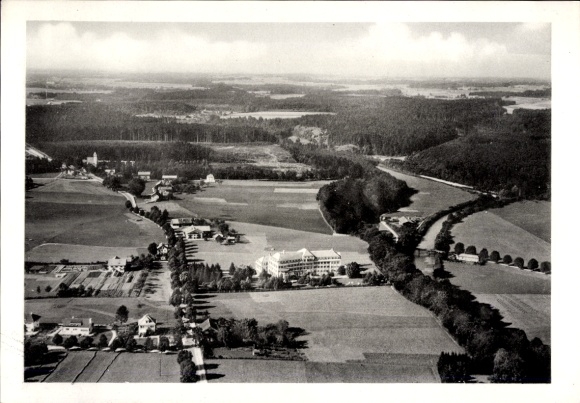 Postcard Traunstein in Upper Bavaria, aerial photograph, Municipal Hospital prince Ludwigheim