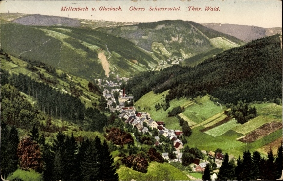 KP Mellenbach Glasbach w Turyngii, panorama, Schwarzatal
