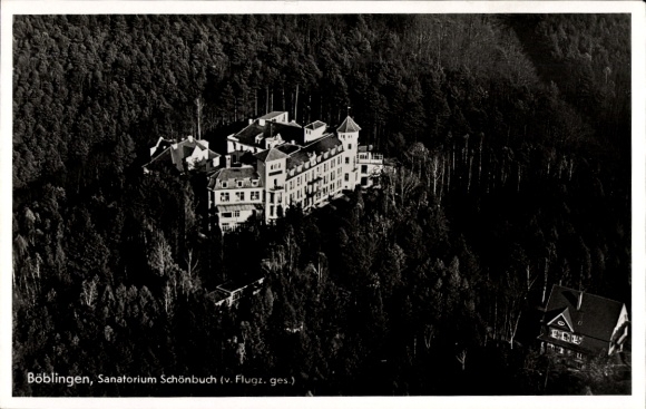 Postcard Böblingen in Württemberg, aerial photograph, Sanatorium Schönbuch