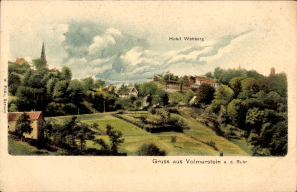 Postcard Volmarstein Weather on the Ruhr, Hotel Wehberg, Landscape, Clouds, Greetings from Volmarstein ad