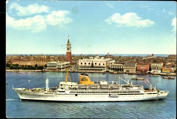 Ak Venezia Venedig Veneto, Markusturm, TN Ausonia, Passagierschiff