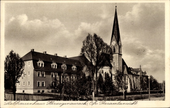 Postcard Herzogenaurach district Erlangen Höchstadt, Liebfrauenhaus, general view with church