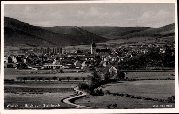 PC Wittlich in Rhineland-Palatinate, view from the quarry, total view of the place, fields