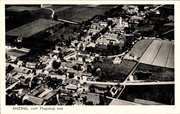 Postcard Anzing in Upper Bavaria, aerial photograph