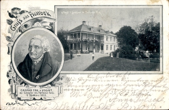 KP Hamburg Altona Groß Flottbek, kupiec Caspar Freiherr von Voght, park, Lachmund